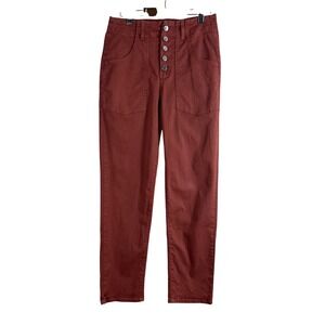 Veronica Beard Women's Pants Terracotta Cotton Arya Straight High Rise Size 26/2